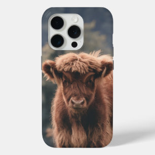 Hoogland koe kalf herfstgrasveld iPhone 15 pro case