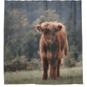 Hoogland koe kalf herfstgrasveld douchegordijn (Voorkant)