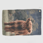 Hoogland koe kalf herfstgrasveld golfhanddoek