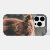 Hoogland koe kalf herfstgrasveld iPhone hoesje (Achterkant horizontaal)