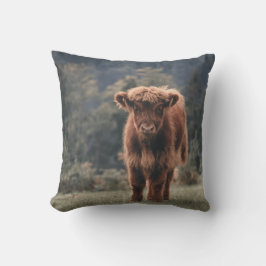 Hoogland koe kalf herfstgrasveld kussen