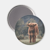 Hoogland koe kalf herfstgrasveld magneet (Voorkant / Achterkant)