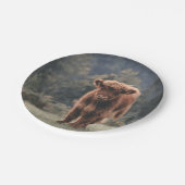 Hoogland koe kalf herfstgrasveld papieren bordje (Gekanteld)