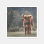 Hoogland koe kalf herfstgrasveld servet (Voorkant)
