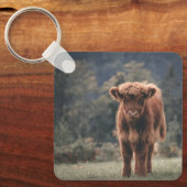 Hoogland koe kalf herfstgrasveld sleutelhanger (Voorkant)