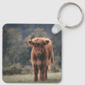 Hoogland koe kalf herfstgrasveld sleutelhanger (Achterkant)