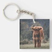 Hoogland koe kalf herfstgrasveld sleutelhanger (Voorkant)