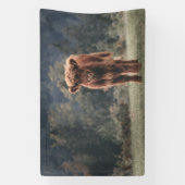 Hoogland koe kalf herfstgrasveld spandoek (Verticaal)