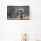 Hoogland koe kalf herfstgrasveld spandoek (Insitu)