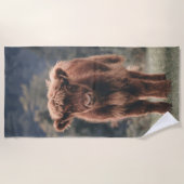 Hoogland koe kalf herfstgrasveld strandlaken (Voorkant)