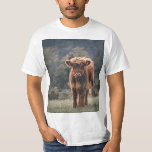 Hoogland koe kalf herfstgrasveld t-shirt