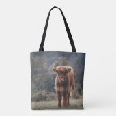 Hoogland koe kalf herfstgrasveld tote bag (Achterkant)