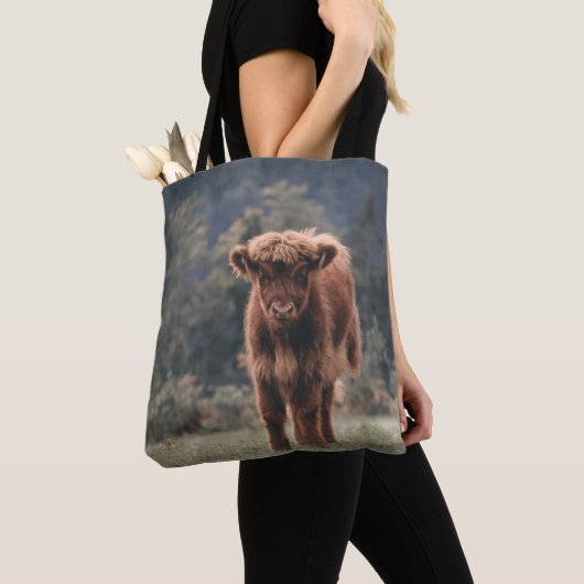 Hoogland koe kalf herfstgrasveld tote bag (Dichtbij)