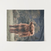 Hoogland koe kalf herfstgrasveld wandkleed (Voorkant (horizontaal))