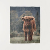 Hoogland koe kalf herfstgrasveld wandkleed (Voorkant)