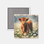 Hoogland Koe Kalf  Waterverf Schilderen Magneet (Voorkant / Achterkant)