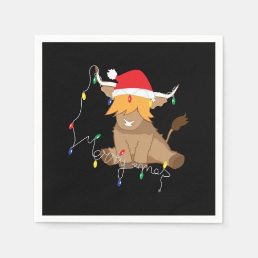 Hoogland koe kerst lichten servet (Voorkant)