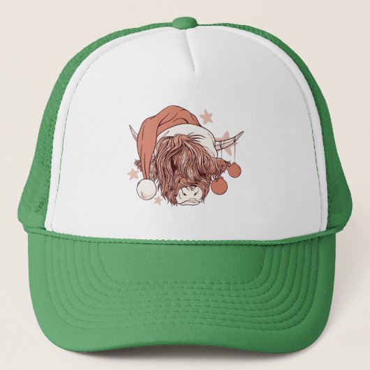 Hoogland Koe - kerstcadeautje met kerstcadeautjes Trucker Pet (Voorkant)