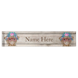 Hoogland Koe Land Desk Name Bord Naambordje