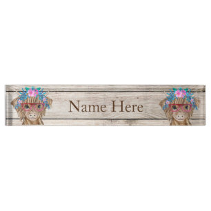 Hoogland Koe Land Desk Name Bord Naambordje
