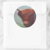 Hoogland Koe met een draadhek Ronde Sticker (Tas)