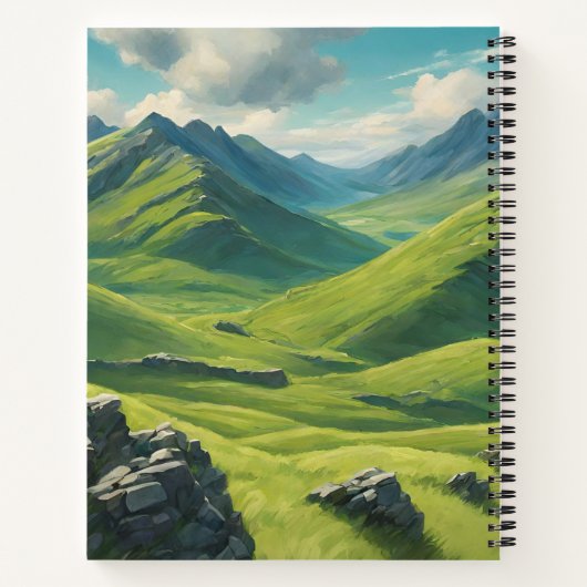 Hoogland Koe met Fraser van Lovat Tartan Sjaal Notitieboek (Achterkant)