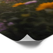 Hoogland Koe met kleurrijke bloemkroon Poster (Hoek)