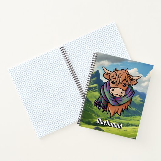 Hoogland Koe met Macdonald Tartan Sjaal Notitieboek (Binnen)