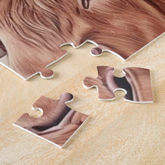 Hoogland koe met wilde bloemen legpuzzel (Zijkant)