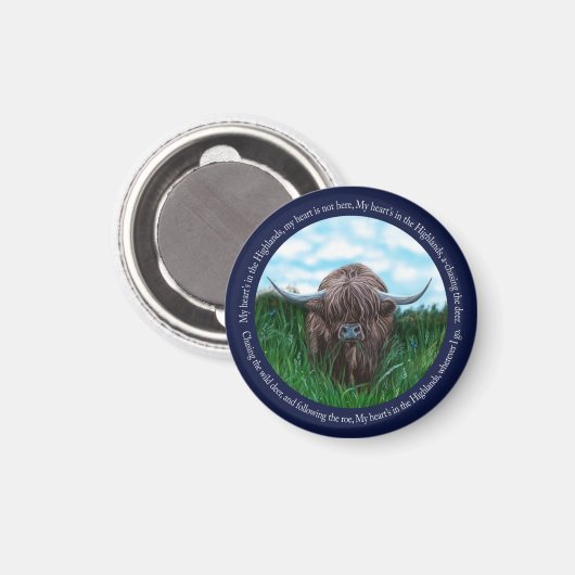 Hoogland Koe, mijn hart in de hooglanden Magneet (Voorkant / Achterkant)