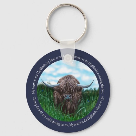 Hoogland Koe, mijn hart in de hooglanden Sleutelhanger (Voorkant)