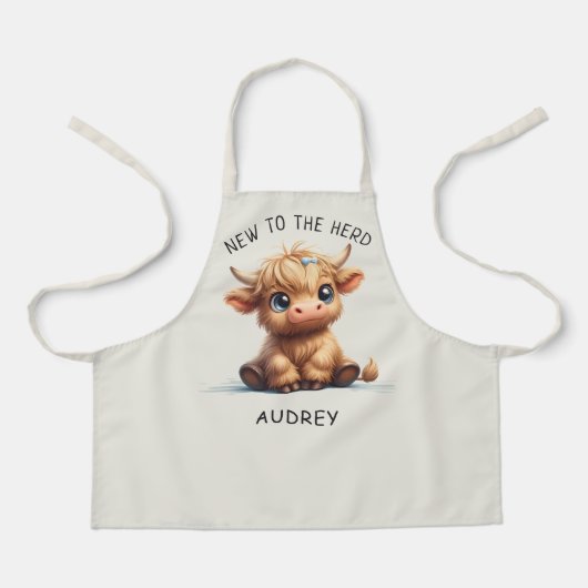 Hoogland Koe nieuw voor het beslag Schort (Voorkant)