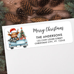 Hoogland Koe Oude Truck Kerst Retouradres Etiket