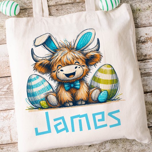 Hoogland Koe Pasen Kinder naam Boys Bunny Tote Bag
