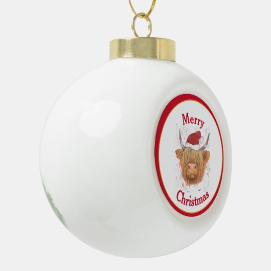 Hoogland Koe Pet Rood Lijst Kerst Keramische Bal Ornament (Links)