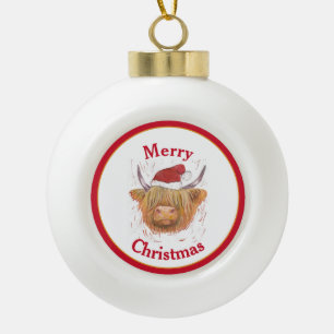 Hoogland Koe Pet Rood Lijst Kerst Keramische Bal Ornament