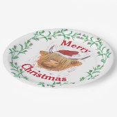 Hoogland Koe Pet Thistle Wreath Merry Kerstmis Papieren Bordje (Gekanteld)