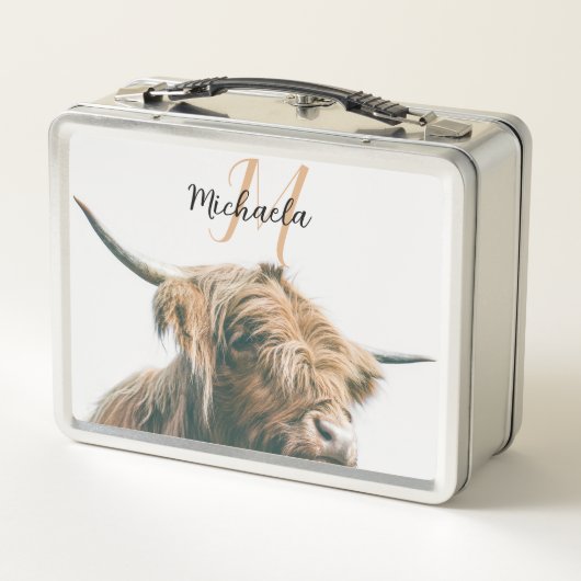 Hoogland koe portret eigen naam initiaal monogram (Achterkant)