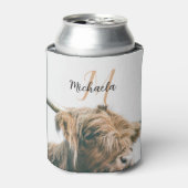 Hoogland koe portret eigen naam initiaal monogram blikjeskoeler (Blikje Voorkant)