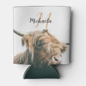 Hoogland koe portret eigen naam initiaal monogram blikjeskoeler (Voorkant)