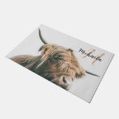 Hoogland koe portret eigen naam initiaal monogram deurmat (Schuin)