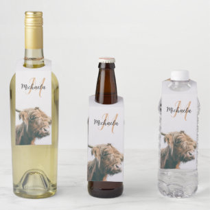 Hoogland koe portret eigen naam initiaal monogram flessenhanger