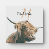 Hoogland koe portret eigen naam initiaal monogram fotoplaat (Voorkant)