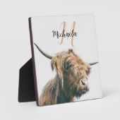 Hoogland koe portret eigen naam initiaal monogram fotoplaat (Voorkant)