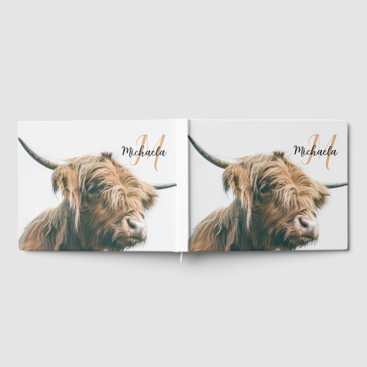 Hoogland koe portret eigen naam initiaal monogram gastenboek (Volledig)