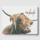 Hoogland koe portret eigen naam initiaal monogram gastenboek (Achterkant)