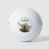 Hoogland koe portret eigen naam initiaal monogram golfballen (Voorkant)