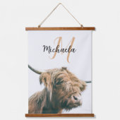Hoogland koe portret eigen naam initiaal monogram hangend wandkleed (Voorkant)