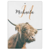 Hoogland koe portret eigen naam initiaal monogram klembord (Achterkant)