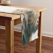 Hoogland koe portret eigen naam initiaal monogram korte tafelloper (Voorbeeld)